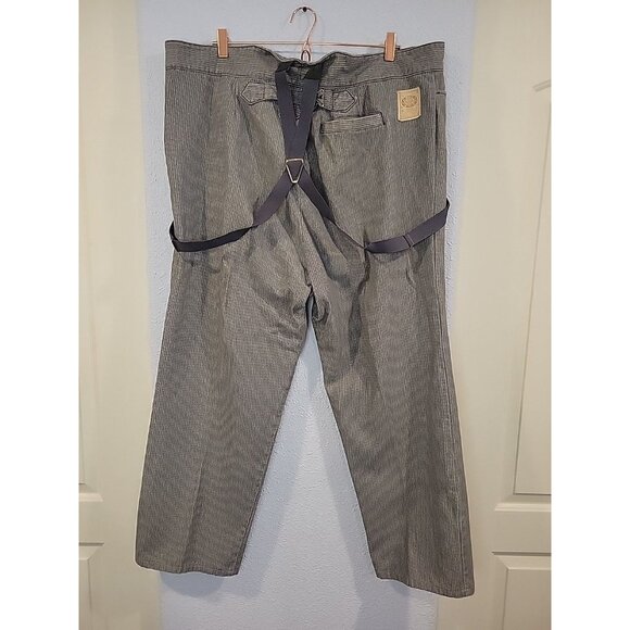 Wah Maker Frontier Pants Mens 46 Gray Buttonfly Buckle Back Suspenders Western - Picture 5 of 10